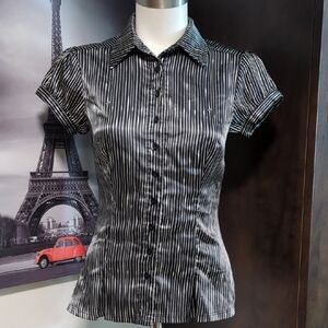 Striped Black and White Women's Blouse
